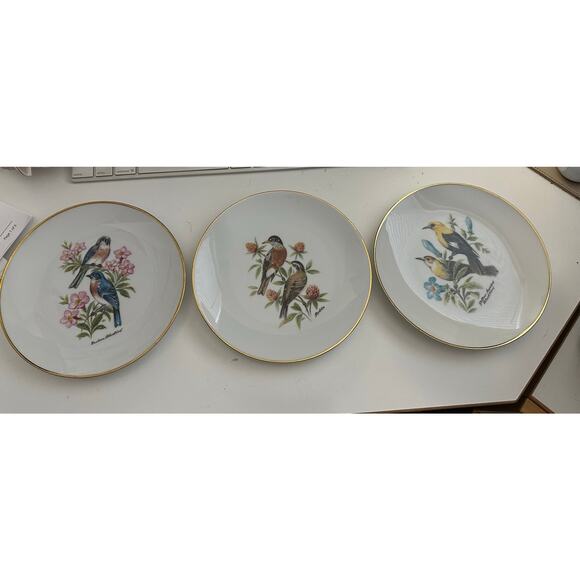 Bareuther stamp Grannycore Bird decorative hanging plate Germany set three pack - Picture 2 of 16